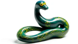A greenish blue nature elemental snake designed in native American petroglyphs painted by Alexej von Jawlensky