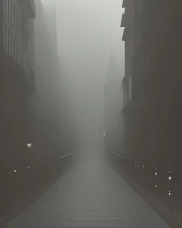 Dark street life creepy fog colours strong texture nightmare 8k artistic Photography volumetric light, Yves Tanguy Max Ernst Gustav Klimt chaos fool