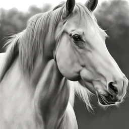 Graphite Pencil drawing, portrait of a horse, sketch drawing, hash drawing, sketch style, drawing, perfect eyes, monochromatic, white background