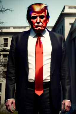 Ultra realistic image night, Donald trump zombie, suit, blood, torn arm, night, the walking dead style, dark ambient, highly detailed, White House background, concept art, unreal engine 5, ray tracing, RTX, focal lighting, ultra detail, volumetric lighting, 3d, finely drawn, high definition, high resolution.