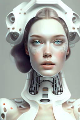 Portrait of a robotic woman, milk shades