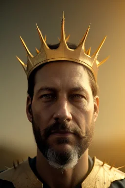 gold crown of natural thorns, god crown, Renaissance style, sun rays background, waist up portrait, epic, celestial, cinematic lighting, God lights, 4k resolution, smooth details, soft lighting, unreal engine 5, art station, substance 3d.