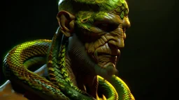 Snake man, green-yellow shades, high detail, high resolution, 8K