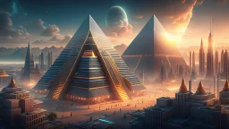 Cyberpunk cityscape, endless cyberpunk cityscape, cyberpunk pyramid