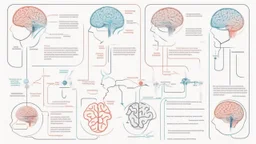 "The attached image illustrates the process of human thinking, with a simplified representation of the brain and neural cells interconnected with the concepts of thinking and decision-making. This image reflects the concept of the mental process and the role of the brain in it."