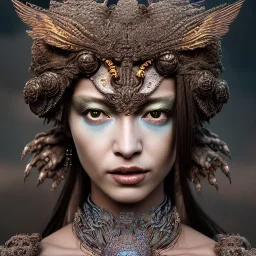 Insanely detailed photograph of an elaborate beautiful hawk goddess intricate glowing skin eyes intricate face hair lashes fur dress hyperdetailed painting by Anna Dittmann Huang Guangjian and Dan Witz CGSociety ZBrush Central fantasy art album cover art 4K 64 megapixels 8K resolution HDR Greek shiny space colours jewelry celestial hair eyes light"