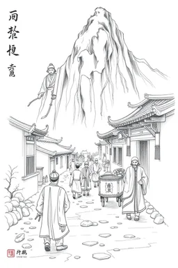 trading caravan Hexi Corridor silk road in ancient times in the style of Huang Yong Ping pencil sketch