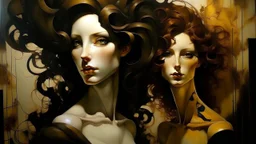 Oil painting.Illustration. Leonor Fini. Fiona Staples