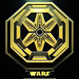 super embossed and photorealistic "STAR WARS" text, caption, shiny, photorealistic gold and silver and black metallic, reflective, centered, intricate