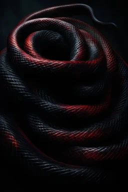 intricate snake skelet winding out of the darkness depth of the abyss gives rise to crisp oil painting, chiaroscuro by leonardo da vinci, award winning photography, photorealisic, IPA Awards, abstract background by gabriel dawe carbon advanced matte materials, obscure dark, complementary colors