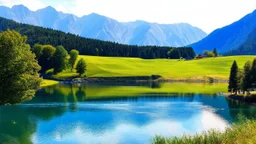 Rural idyll, lake, mountains, award-winning photograph