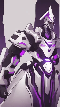 A close picture to Ramattra nemesis form egypt rob in overwatch art style with black and white color and neon purple details in the desert