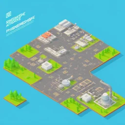 isometric architecture illustration flat design of a powerplant