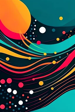 Simple abstract background, colorful with wavy lines and dots