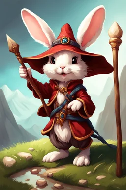 Cute bunny adventurer wizard dnd art realism