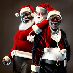 christmas card art, Black Santa and large breasted mom