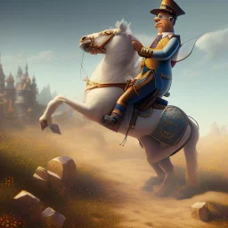 Full body, 3d render, homer simpson 1800's men style, 1800's hair style, 1800's men clothes style,riding horse, hyper realistic, octane render, unreal engine 5, 8k, palace background, uhd