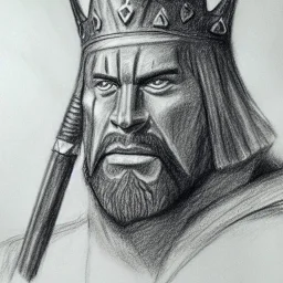 pencil and charcoal portait sketch of king hrothgar in beowulf