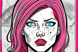 woman with pink hair like comics