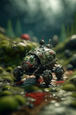 rock rocket on bumpy road in swamp planet with lotsa disgusting swamp creatures, photo-realistic, shot on Hasselblad h6d-400c, zeiss prime lens, bokeh like f/0.8, tilt-shift lens 8k, high detail, smooth render, down-light, unreal eng