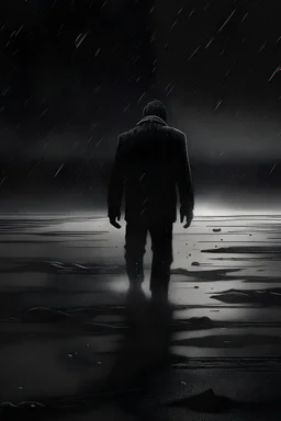 sad thing vanishing into dust walking away into a bleeding world fading as the flood crumbles under as space snaps under his feet