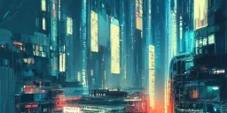 Art by John Berkey and John Harris and alena aenami and blade runner and akira, futuristic cyberpunk city, high rise, smooth, sharp focus, hiper detailed, digital painting, elegant, centered, buildings connected through platforms, japanese neon signs, volumetric lightning