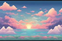 SKY WITH CLOUDS BACKGROUND PIXEL ART