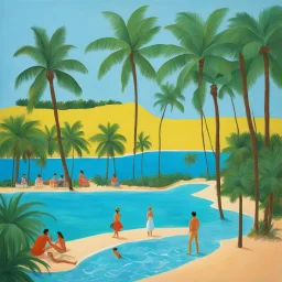 [art by David Hockney] Temptation Island is an American reality television series originally broadcast by Fox. The series premiered in 2001. Temptation Island depicted four unmarried couples who traveled to a tropical island to have their fidelity tested.