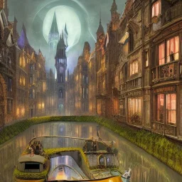 A magical gothic canal city of wizards, witches and warlocks Jim Kay style