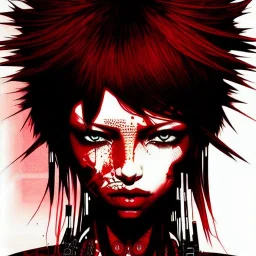 beautiful punk girl, hyper detailed, hyperdetailed, intricately detailed, illustration by <kilian eng> <Yoji Shinkawa>, darkred tones,