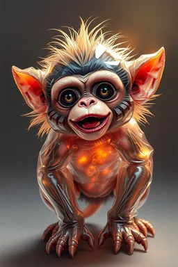 glorious transparent transcendent cute hairy monkey gremlin orc dog built as bubble wrap art