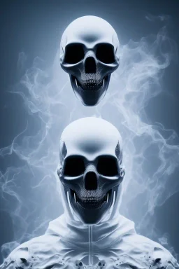 All Black british soldier, ghost, wearing high tech skull mask, white smoke, dark, rage, sorrow, high definition, ultra 8 k, volumetric lighting, blue fire, fog