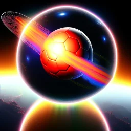 soccer ball Outerspace black, earth orbit, volcano and stars satellite