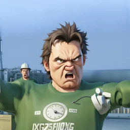 very angry working factory man