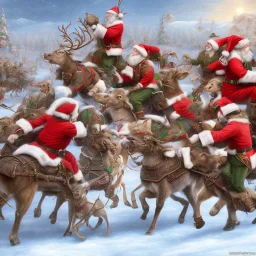 santa army fighting reindeer army