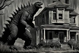 godzilla and 1960 norman bates psycho house movie, henry luyten and auguste oleffe impressionism paintings