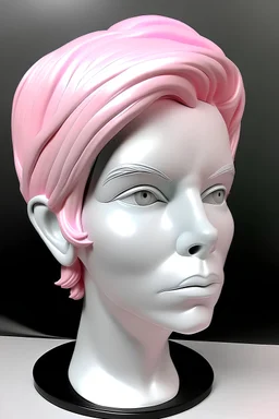 Full rubber female face with rubber effect in all face with pastel pink and grey hair sponge rubber effect