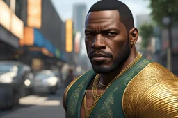 Carl Johnson in 8k live action artstyle,، Carl Johnson costum, dynamic pose, intricate details, highly detailed, high details, detailed portrait, masterpiece,ultra detailed, ultra quality