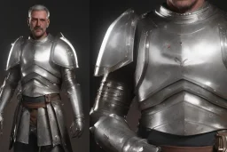 shining medieval knight armor pieces, realistic, detailed, metallic, digital painting, unreal engine render