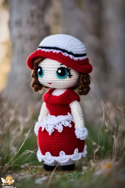Adventure Amigurumi style, solo, looking at me, standing, full body, barby in bride dress,blurry, big beautiful chibi-style eyes, blurry background, Best quality, masterpiece,bride Art in the style of [Sack Boy | Gene Bilbrew | chibi-style | Amigurumi | Jeff Gord | Temmie | Ransom & Mitchell], unique sculptures, surreal and abstract forms through human forms, illustrative techniques and themes, prominent in magazines during the mid-20th century, detailed ink work, by Satori Canton🧸