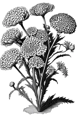Achillea flower BLACK WITHE DRAWING