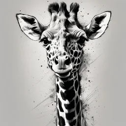 mixpnk style, scribbly scribbles pen and ink small line pencil sketch of head of a giraffe, intricate details and precisely drawn in style of jeremy mann