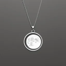 necklace with a simple, elegant design featuring a single, shimmering polyester in moon pendant