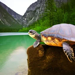 turtle and mountain river