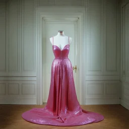 autochrome of a glittering display mannequin in an empty room, 1900