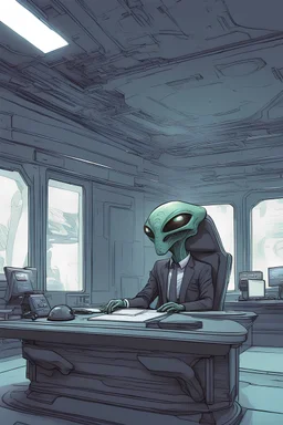 INT. ALIEN LEADER'S OFFICE - DAY The room is adorned with advanced technology, strange artifacts, and holographic displays.vadil,with air of authority, sits behind a sleek desk. DR. Mikos. Mikos has been secretly summoned to dala by vadil so as to find the spy on the planet, who had accessed the galactic data, vadik believes ita an alien on the dala and doesn't trust anyone but an outsider to carry out an investigation. Dr mikos is the only one on the council leader against the war, he is vadi