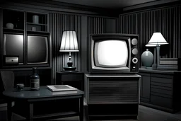 series premiere episode #1. premise: the tv's can perceive all silent thought as it occurs. privacy is a myth.1950's runaway hit network primetime wifi scifi dystopian horror mystery tv series. a screen in every room. hidden in plain sight. photo real. studio lighting