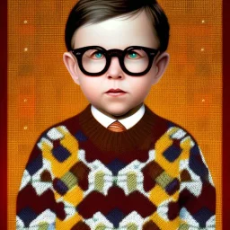 Peter Billingsley chubby kid Tortoise-shell glasses, grabbing a ((Dark red soap bar)) in his hand, brown argyle sweater