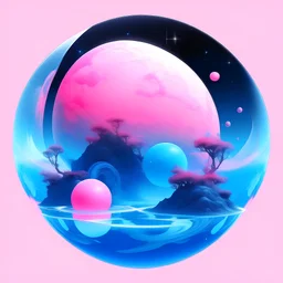floating supernatural worlds blue galaxies water pink planet peach the trendy