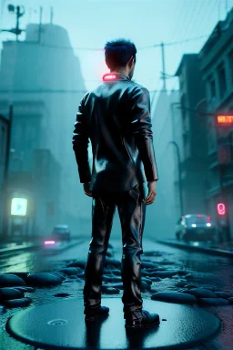 Ultra Realistic image, young brunette blonde woman, waist up portrait, small stature, small chest, yakuza full body tattoo, transparent latex coat, rain, fog, hot, dark, leds, neon, cyberpunk, vibrant color, highly detailed, art stations, concept art, smooth, unreal engine 5, god rays, ray tracing, RTX, lumen lighting, ultra detail, volumetric lighting.